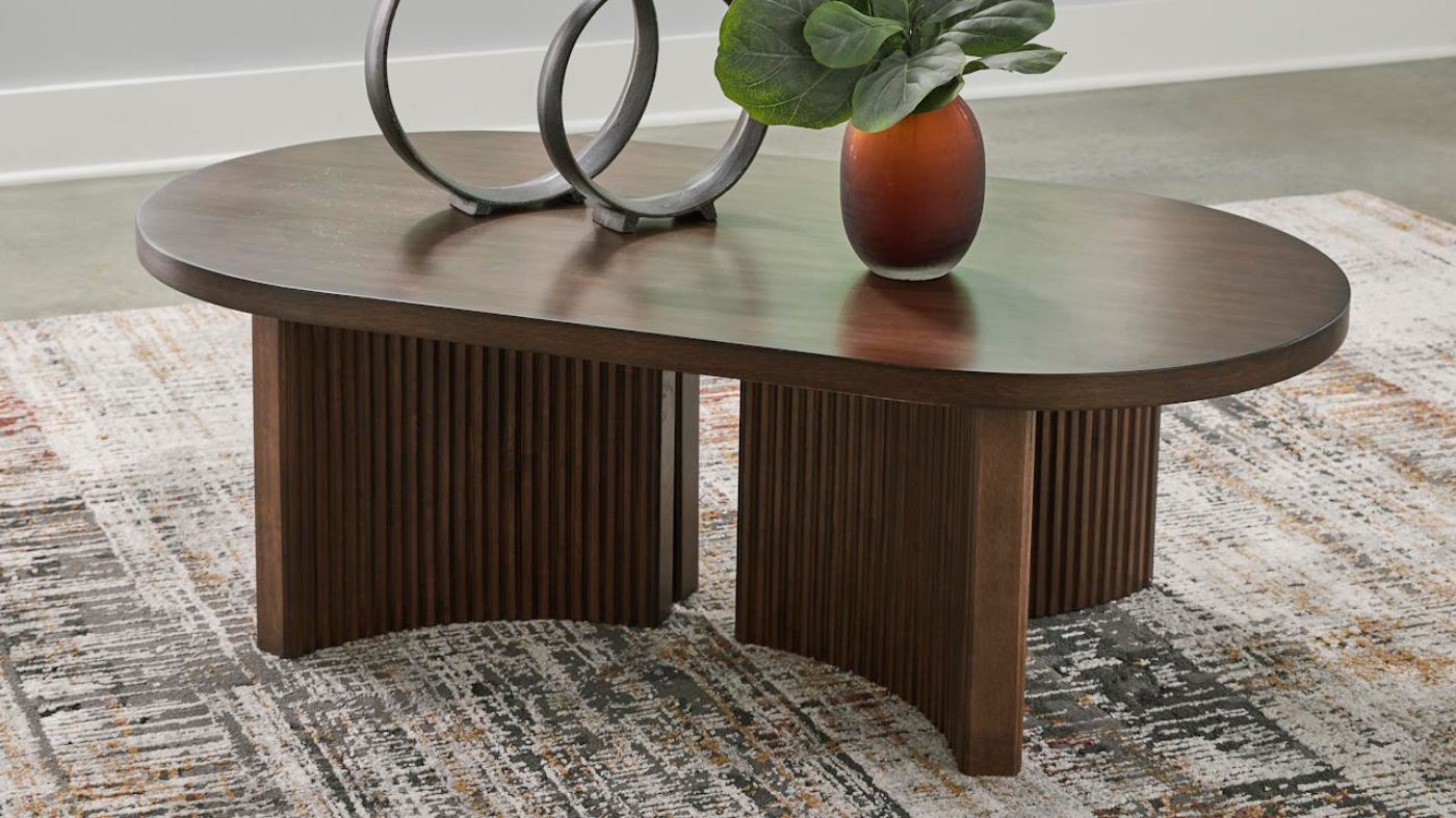 Picture of Korestone Oval Coffee Table - Brown