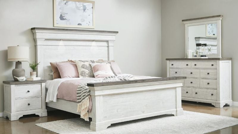 Picture of Valley Ridge King Size Bed Set – Off White with Gray