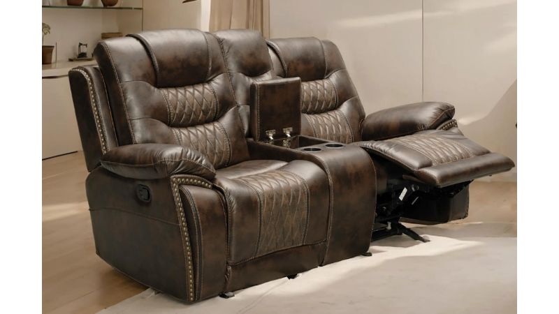 Picture of Kasey Reclining Loveseat with Console - Brown