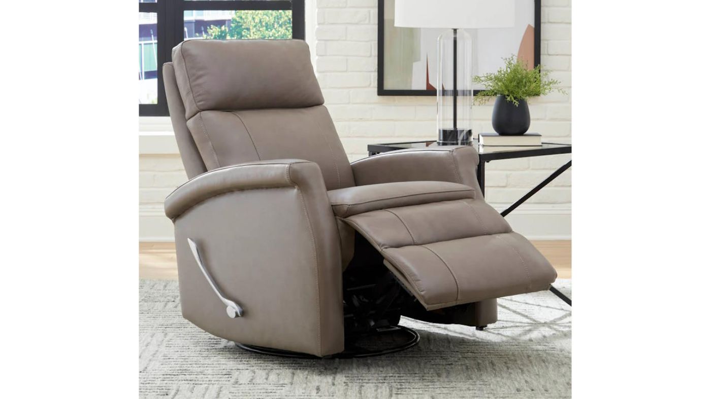 Picture of Bristol Leather Swivel Glider Recliner - Light Gray