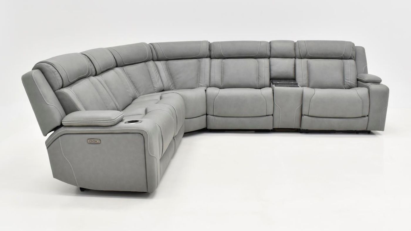 Picture of Bentley Power Leather Sectional - Gray