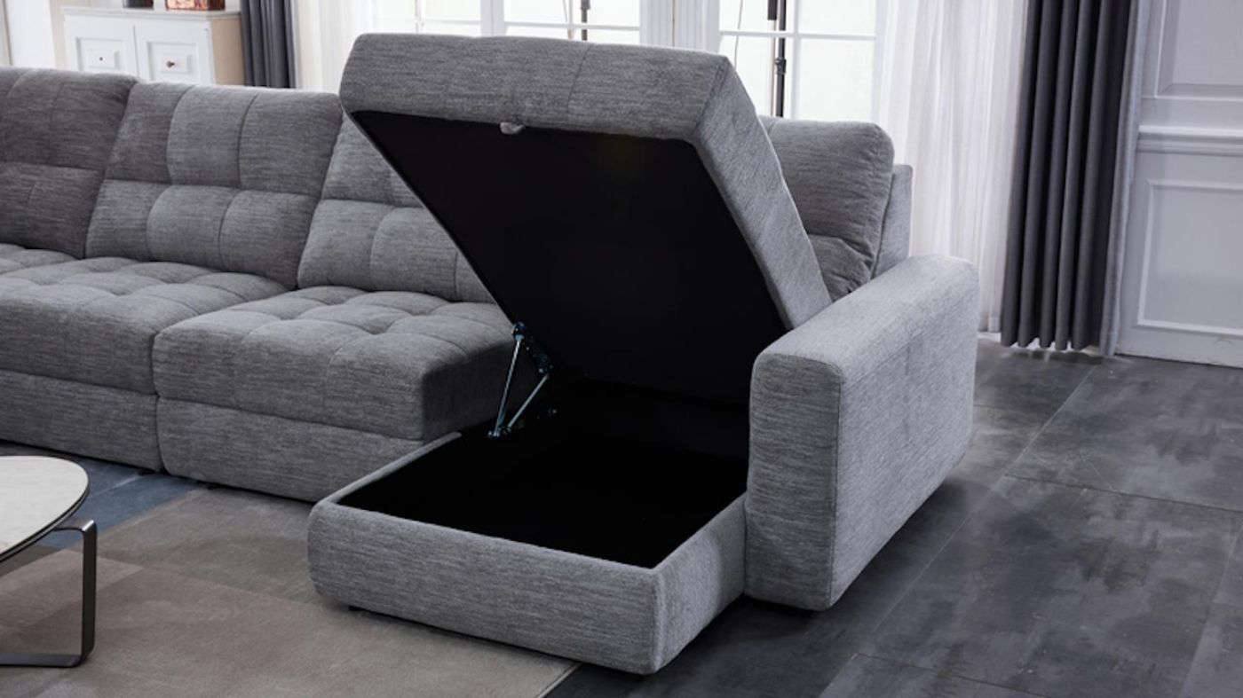 Picture of Lucie Power Slider Sectional - Gray