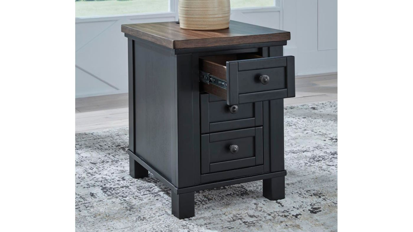 Picture of Wildenauer Chairside End Table - Black with Brown Top