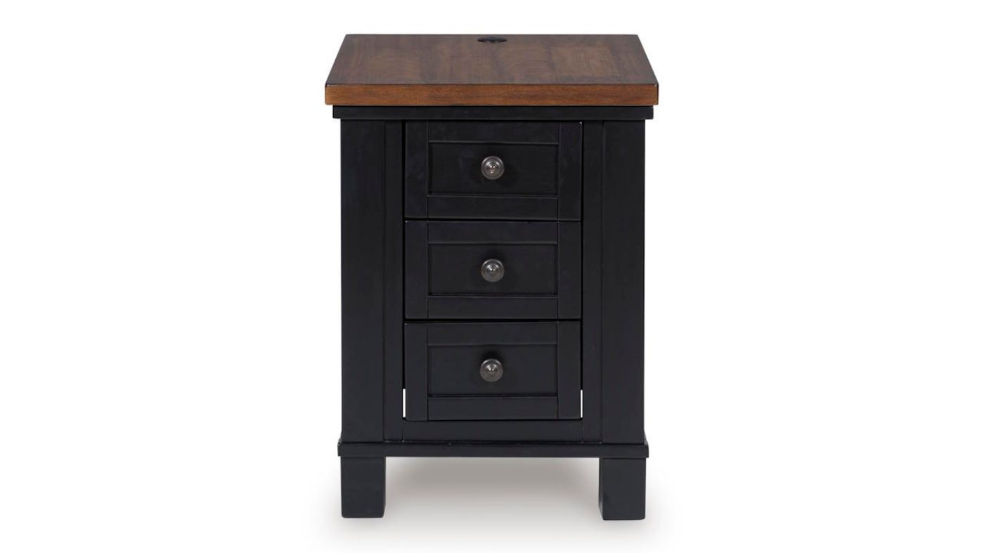 Picture of Wildenauer Chairside End Table - Black with Brown Top