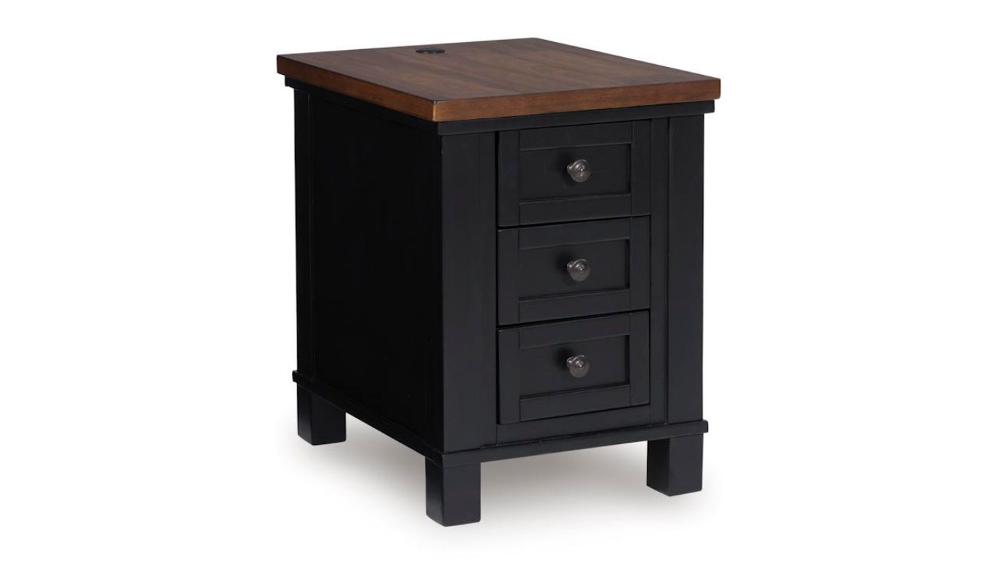 Picture of Wildenauer Chairside End Table - Black with Brown Top
