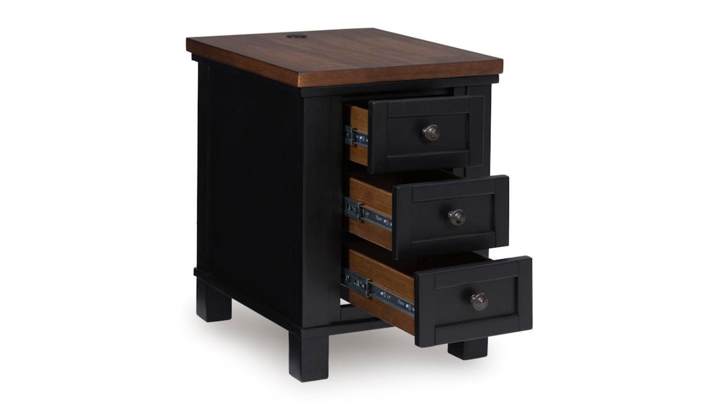 Picture of Wildenauer Chairside End Table - Black with Brown Top
