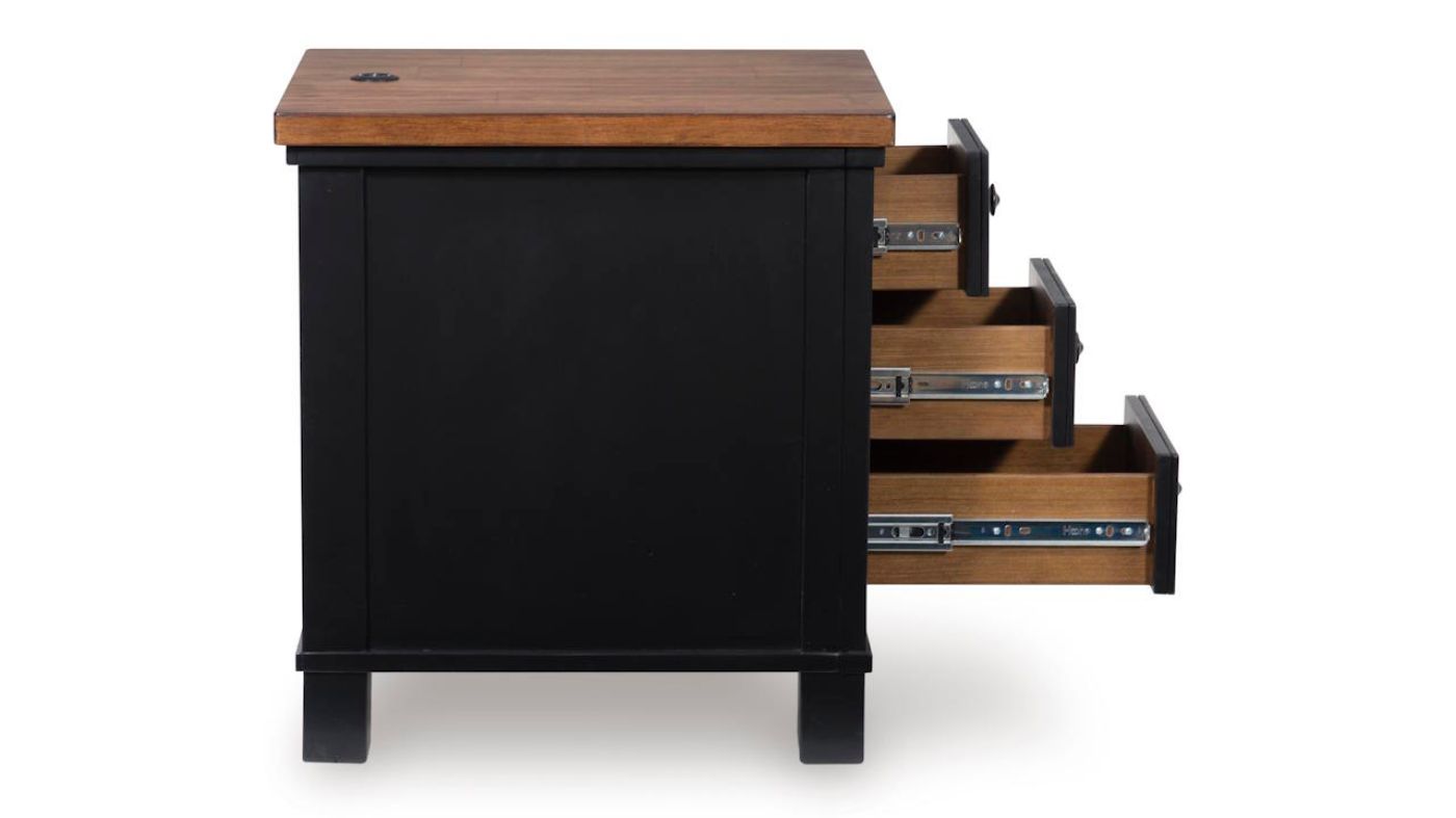 Picture of Wildenauer Chairside End Table - Black with Brown Top