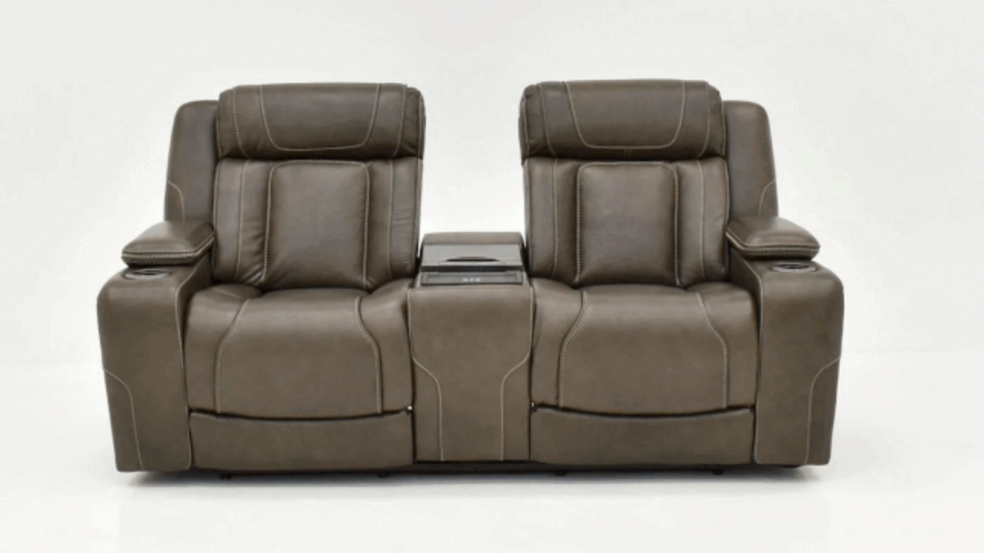 Picture of Bentley Power Leather Loveseat