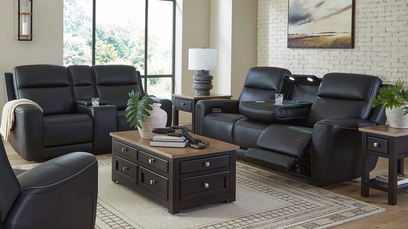 Picture of Comfort 3-Piece Power Sofa Set - Black