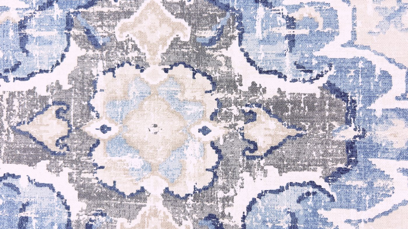 Picture of Sabra Bluebell Ottoman - Blue Multi