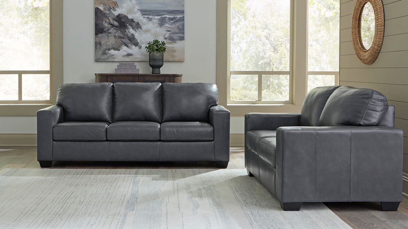 Picture of Bolsena 3-Piece Leather Sofa Set - Gray