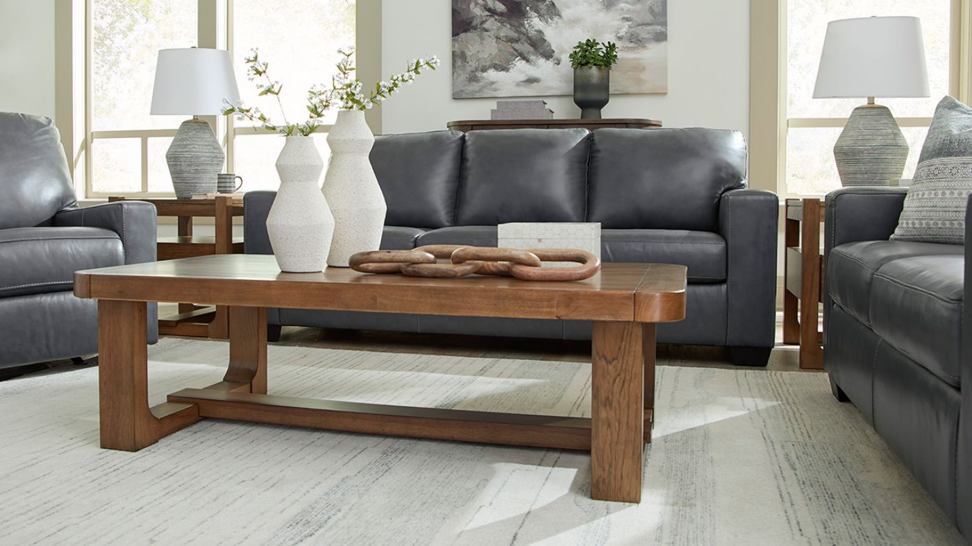 Picture of Bolsena Leather Sofa Set - Gray