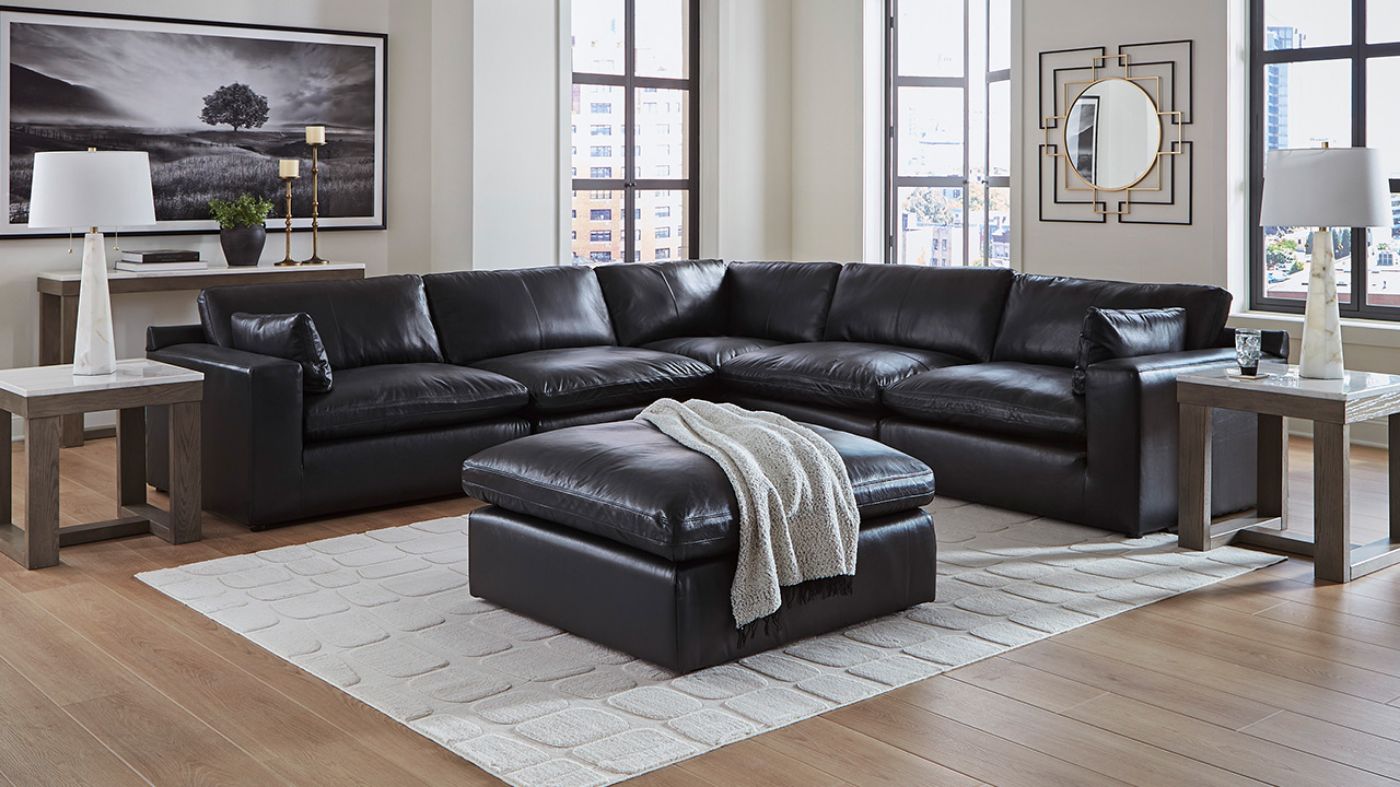 Picture of Emilia Leather Sectional - Black