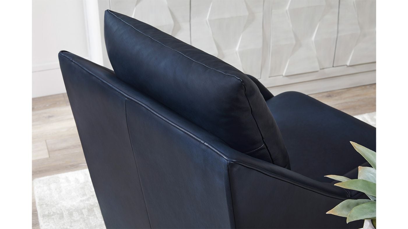 Picture of Asher Leather Swivel Chair - Navy