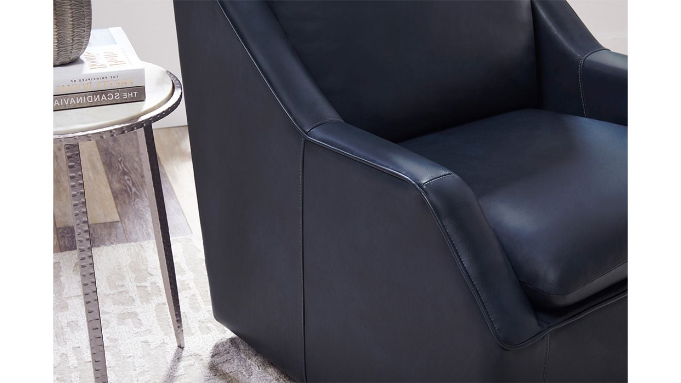 Picture of Asher Leather Swivel Chair - Navy