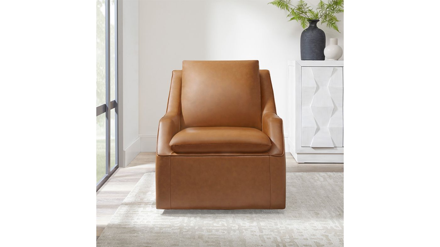 Picture of Asher Leather Swivel Chair - Brown