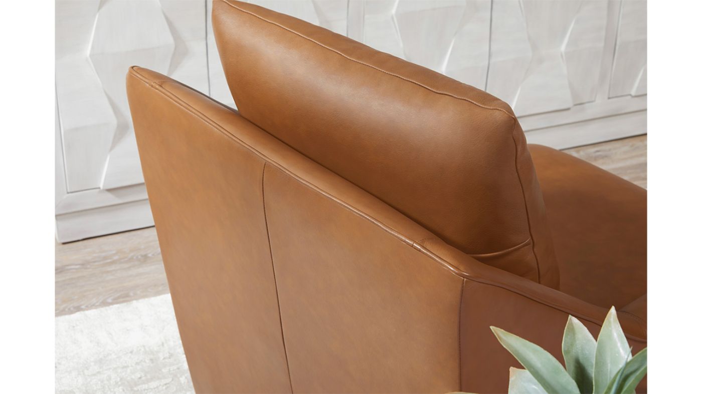 Picture of Asher Leather Swivel Chair - Brown