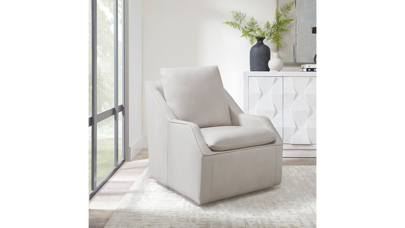 Picture of Asher Leather Swivel Chair - White