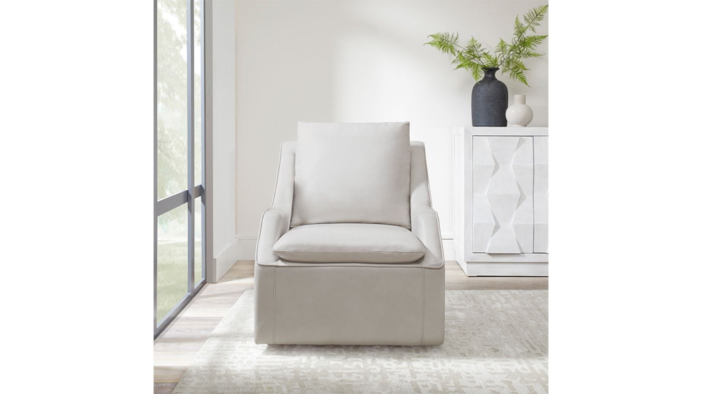 Picture of Asher Leather Swivel Chair - White