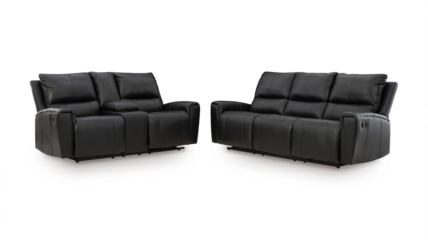 Picture of Glossmore 3-Piece Leather Sofa Set - Black
