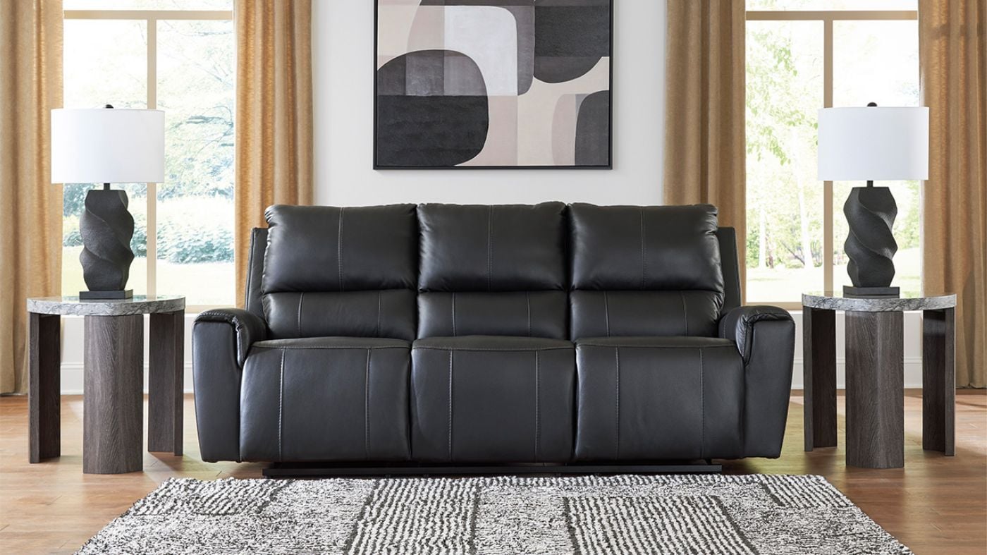 Picture of Glossmore 3-Piece Leather Sofa Set - Black
