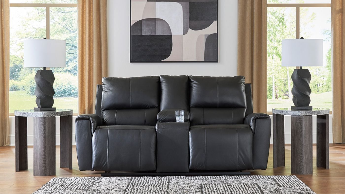 Picture of Glossmore 3-Piece Leather Sofa Set - Black