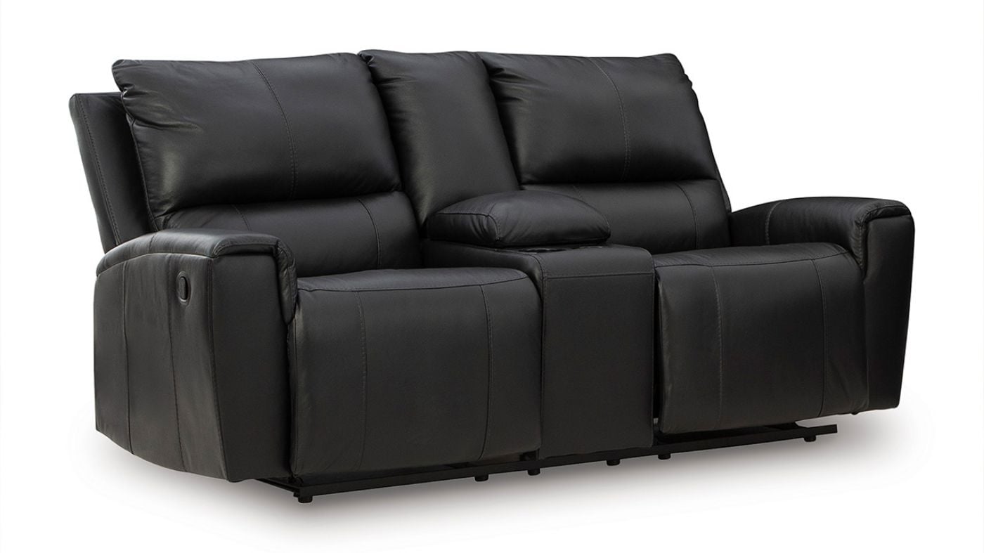 Picture of Glossmore Leather Reclining Loveseat - Black