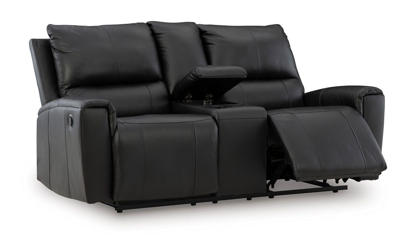 Picture of Glossmore Leather Reclining Loveseat - Black
