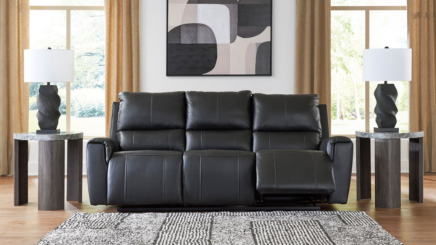 Picture of Glossmore Leather Reclining Sofa - Black