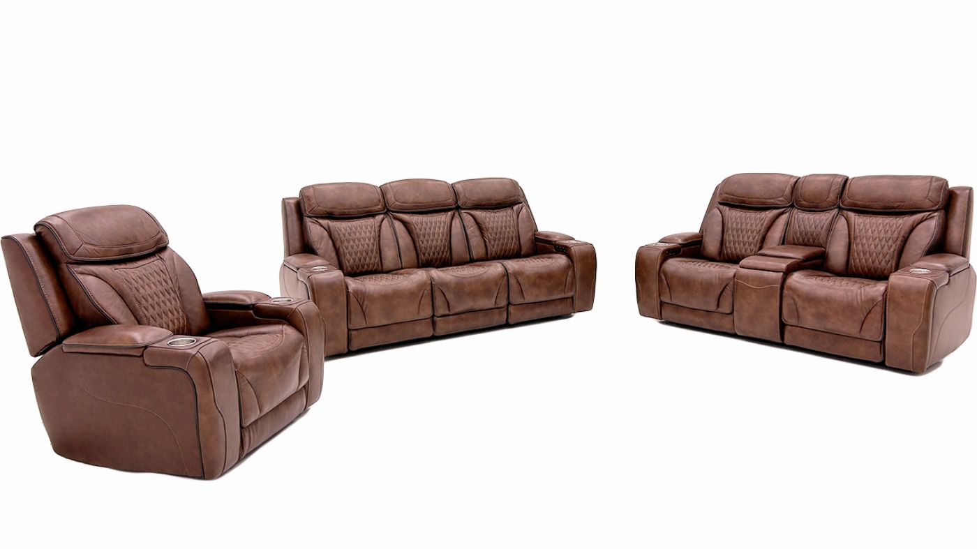 Picture of Durango 3-Piece Power Leather Sofa Set - Brown