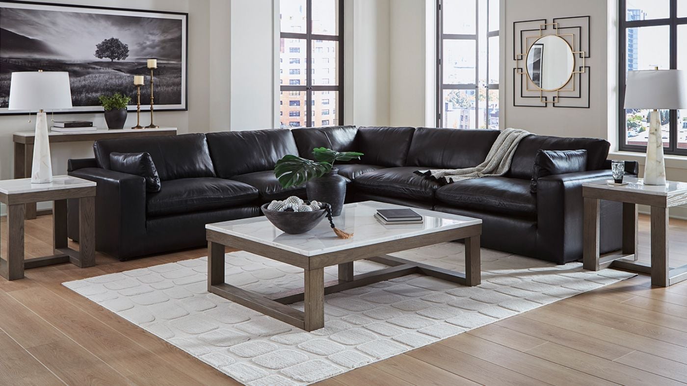 Picture of Emilia 5-Piece Leather Sectional - Black