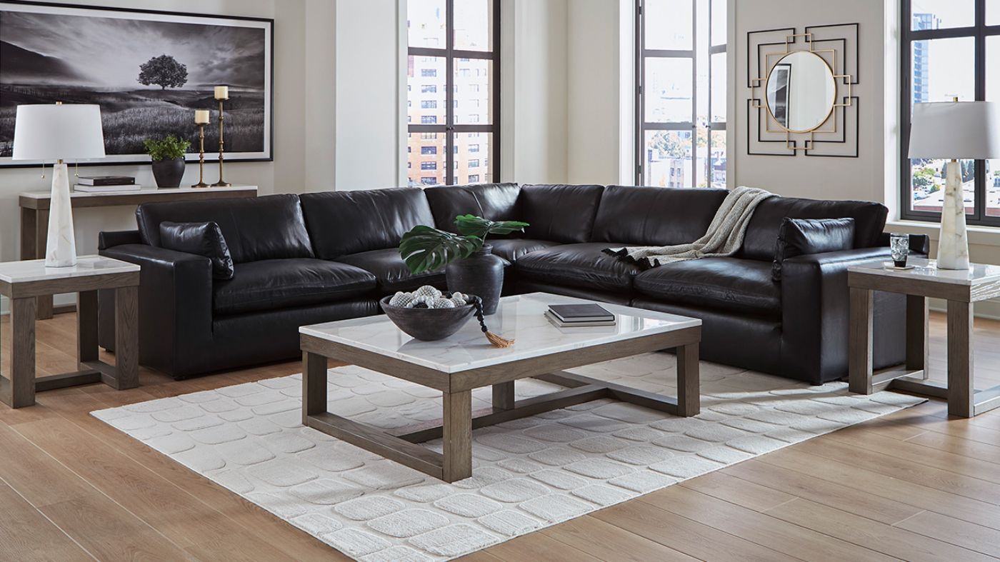Picture of Emilia Leather Sectional - Black