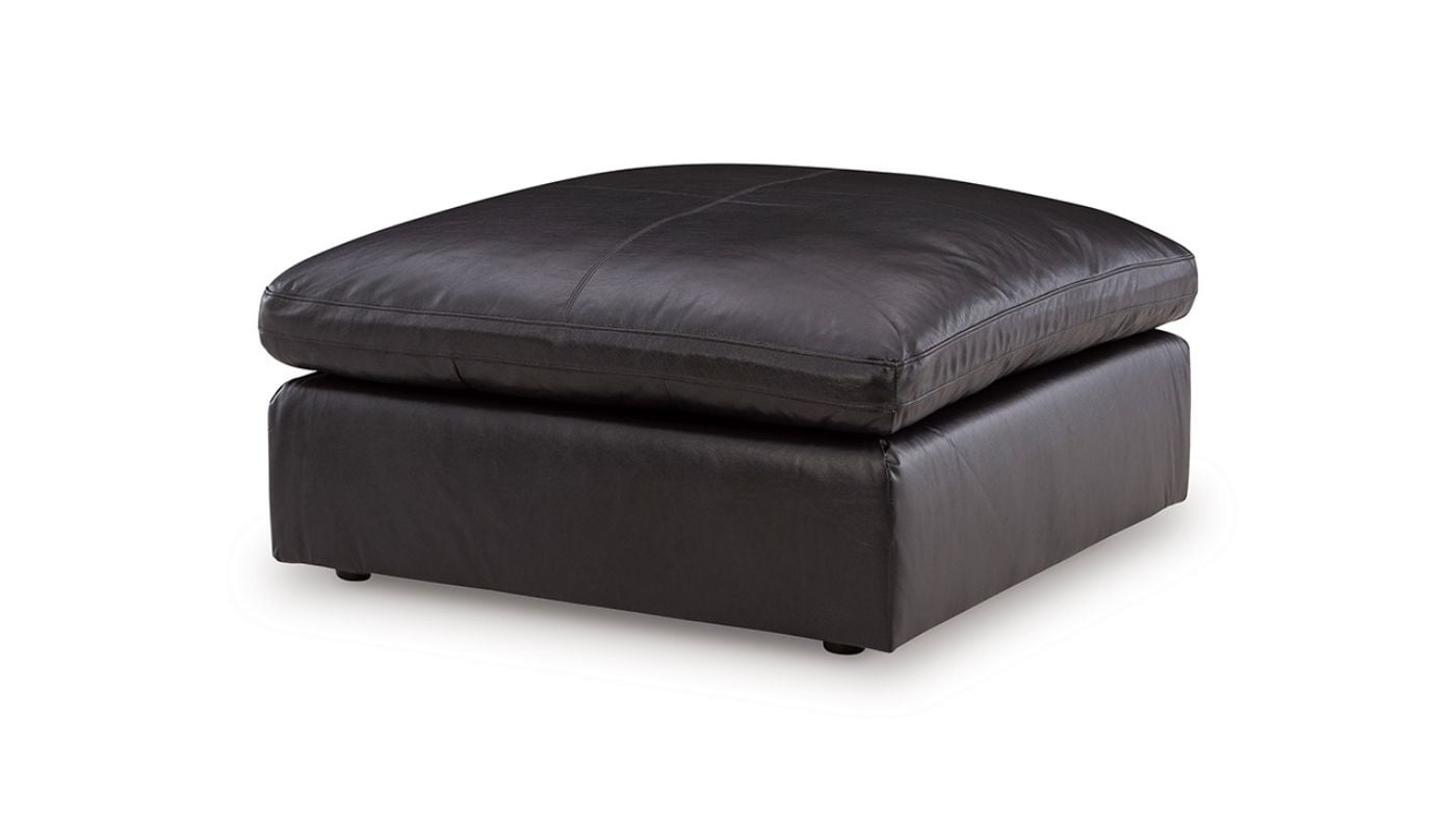 Picture of Emilia Leather Ottoman - Black