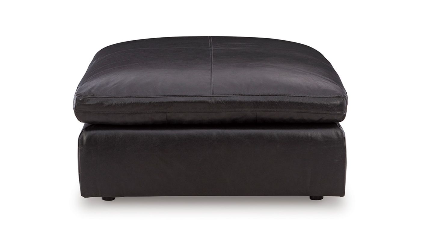 Picture of Emilia Leather Ottoman - Black