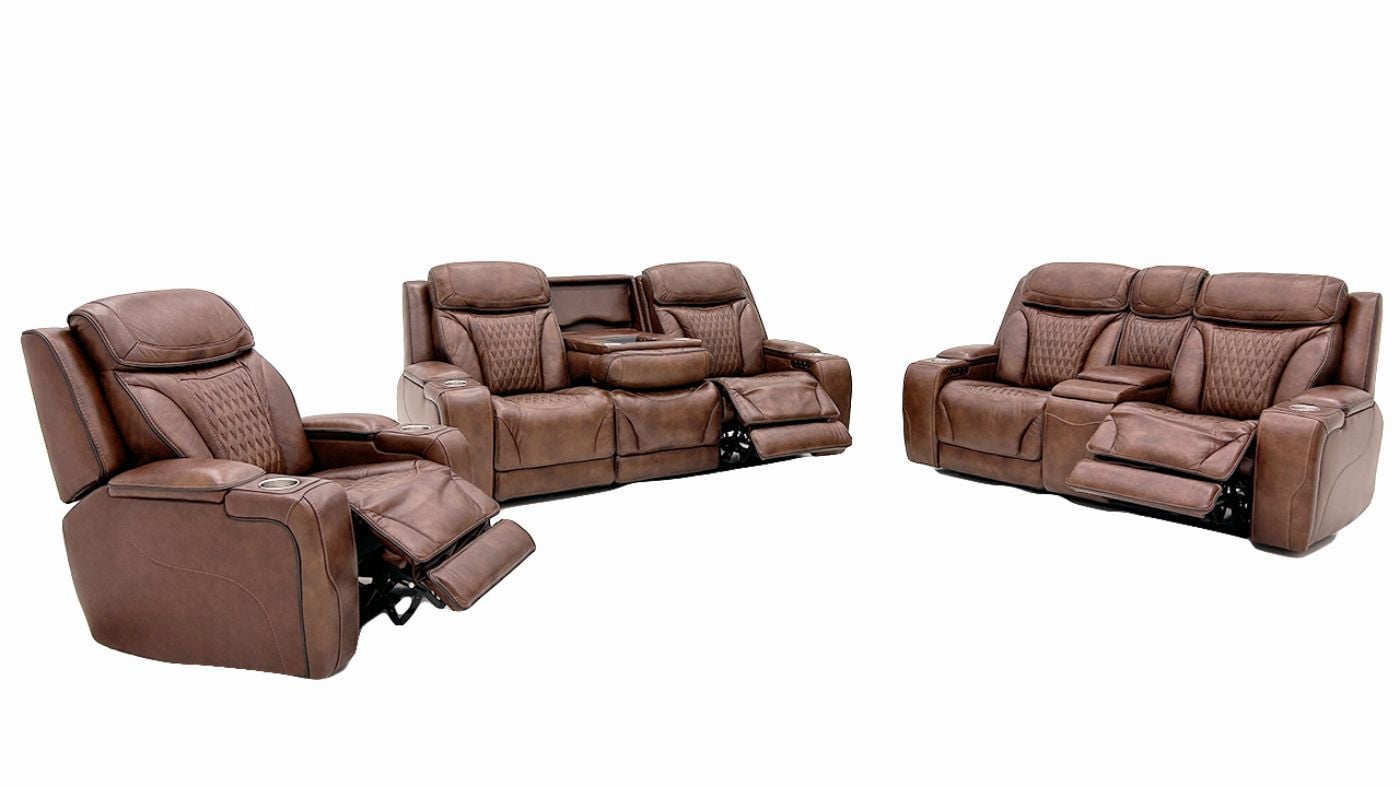 Picture of Durango 3-Piece Power Leather Sofa Set - Brown