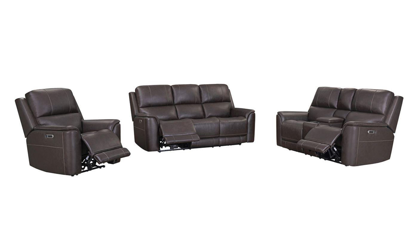 Picture of Easton Power Leather Sofa Set - Brown