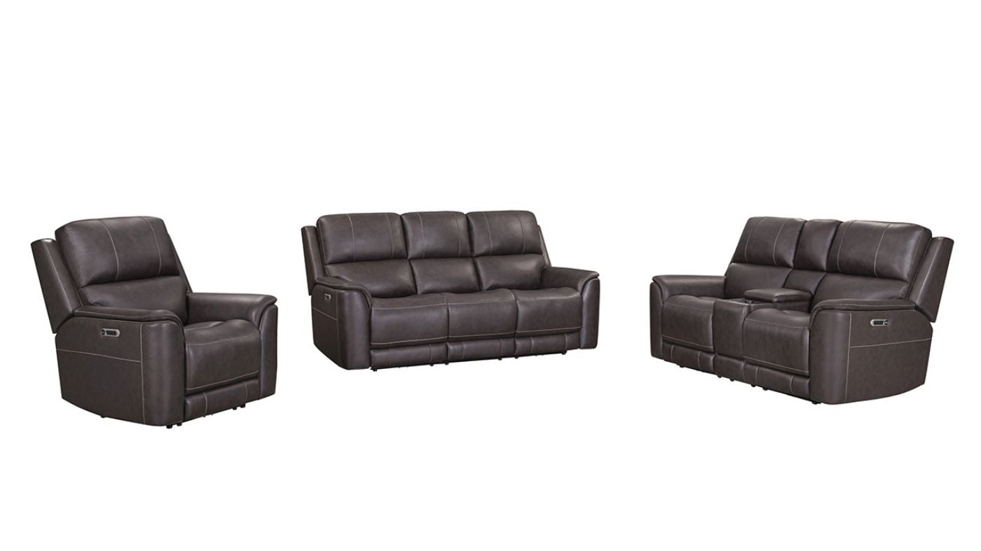 Picture of Easton 3-Piece Power Leather Sofa Set - Brown