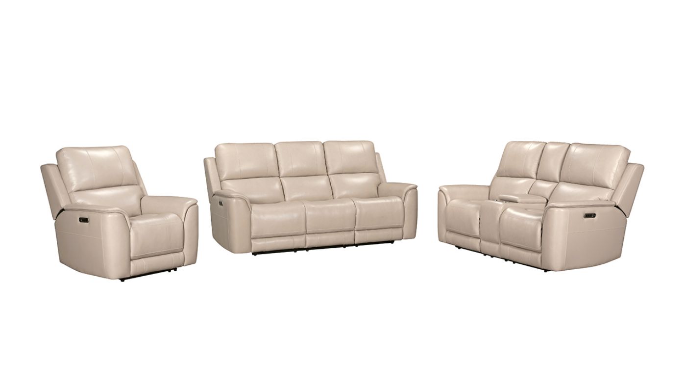 Picture of Easton Power Leather Sofa Set - Off White