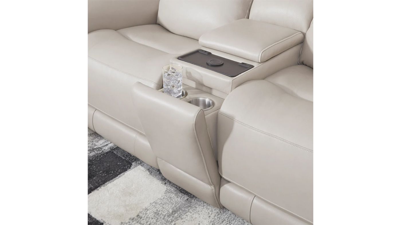 Picture of Easton Power Leather Sofa Set - Off White
