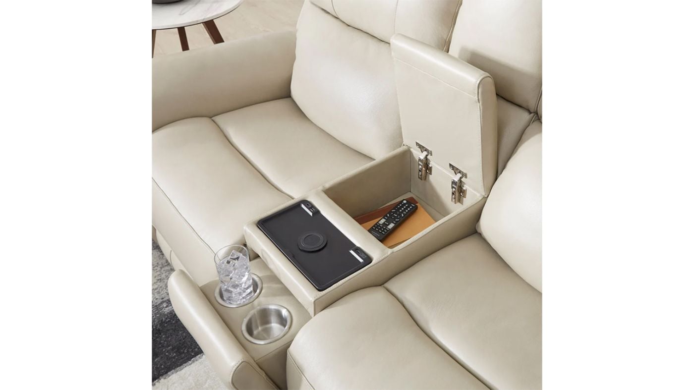 Picture of Easton Power Leather Sofa Set - Off White