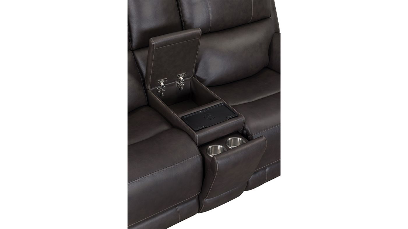Picture of Easton Power Leather Sofa Set - Brown
