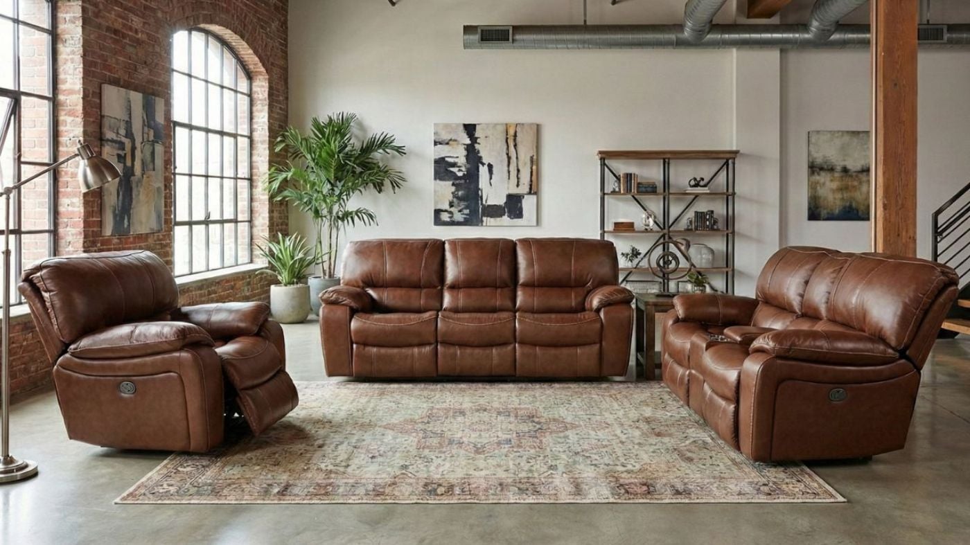 Picture of Legend Power Leather Reclining Sofa Set - Brown