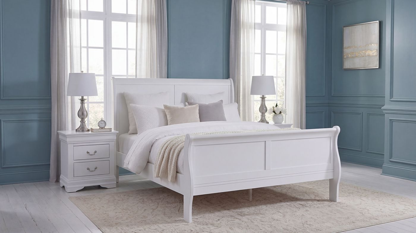 Picture of Louis Philippe Queen Size Bed - White