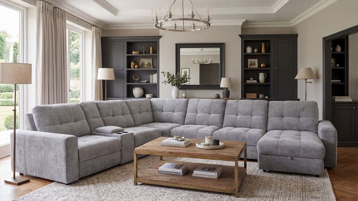 Picture of Lucie Power Slider Sectional - Gray