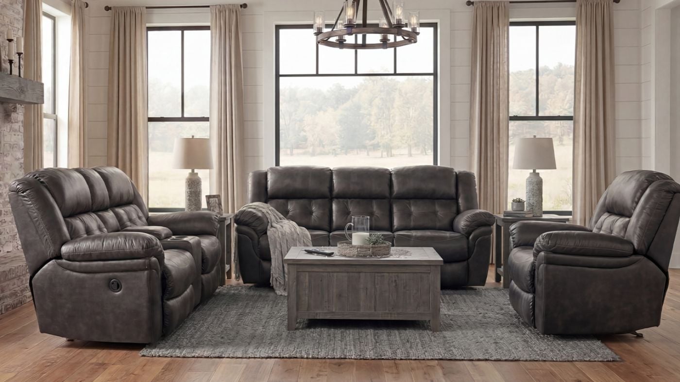 Picture of Denton Power Sofa Set - Gray