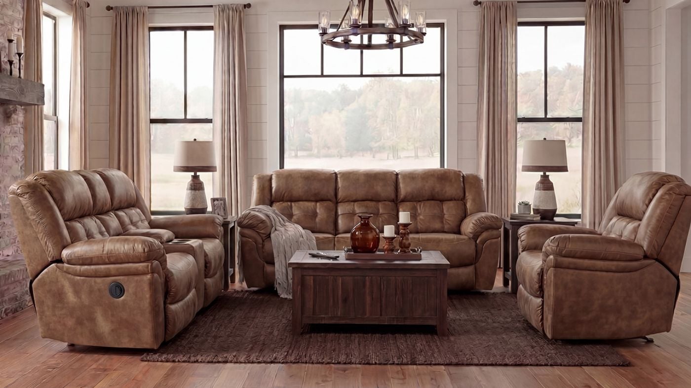 Picture of Denton Power Sofa Set - Brown