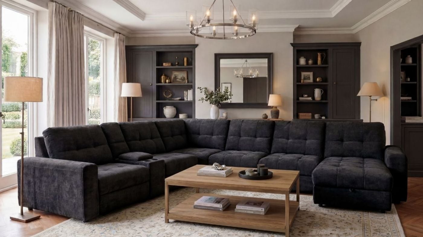 Picture of Lucie Power Slider Sectional - Black