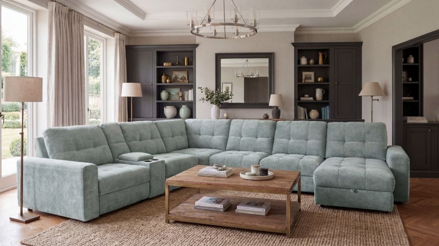 Picture of Lucie Power Slider Sectional - Blue