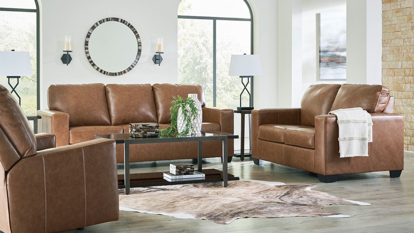 Picture of Bolsena Leather Sofa Set - Brown