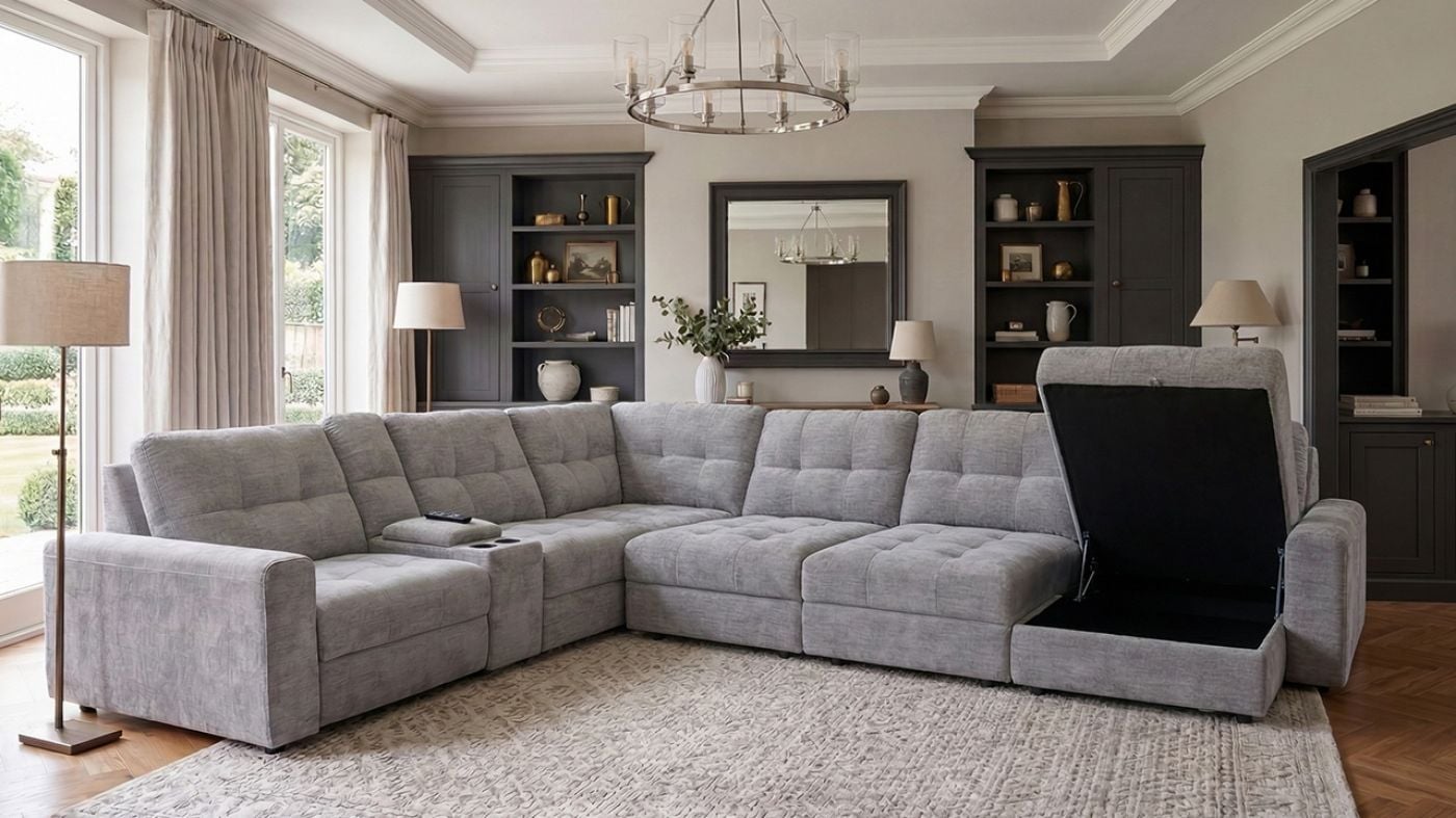 Picture of Lucie Power Slider Sectional - Gray